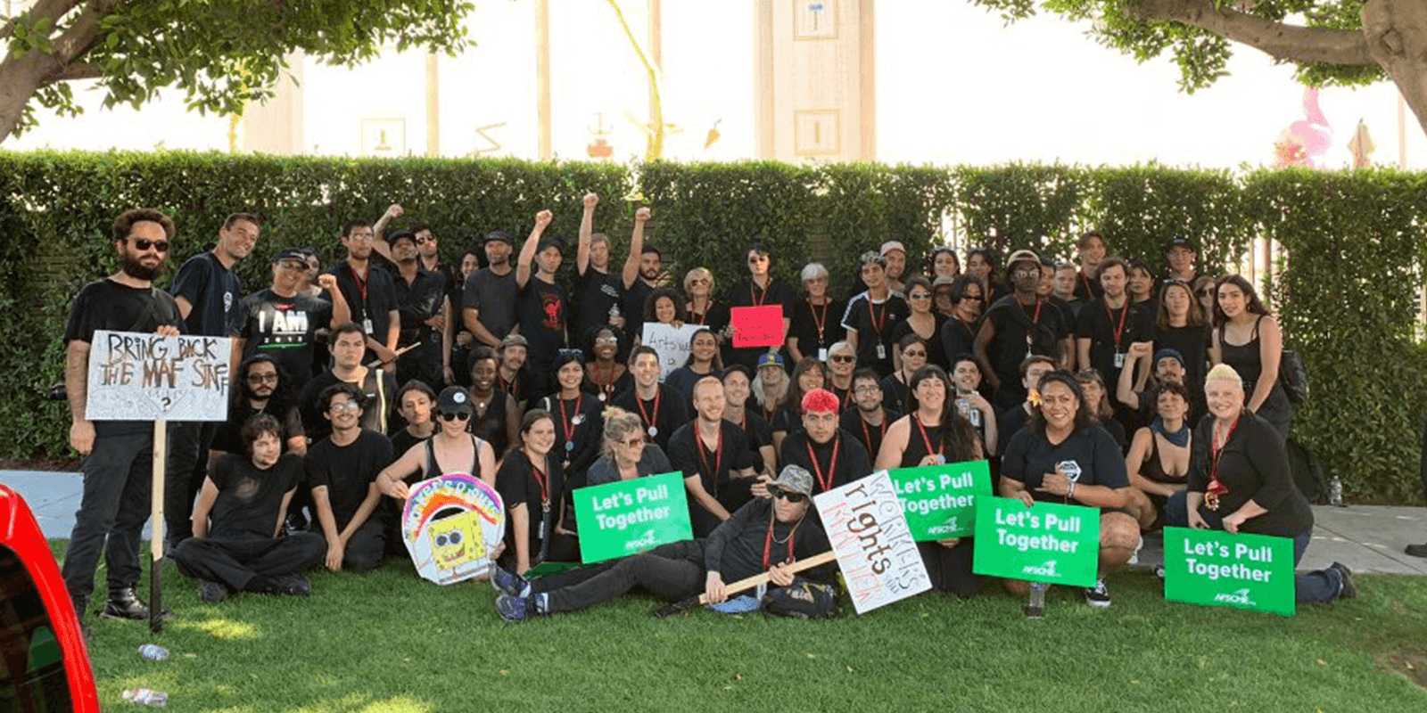 The Marciano Foundation visitor services workers during their union drive. Photo courtesy of AFSCME District Council 36.