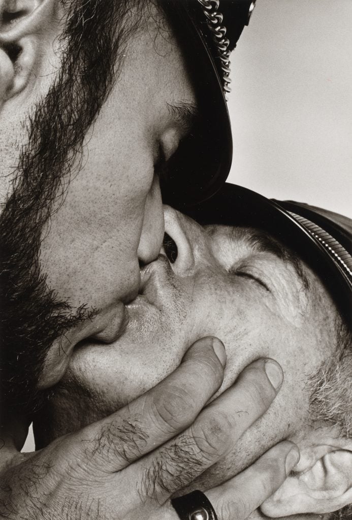 Peter Hujar, Jay and Fernando (Two Men in Leather Kissing), (ca. 1966. © The Peter Hujar Archive.