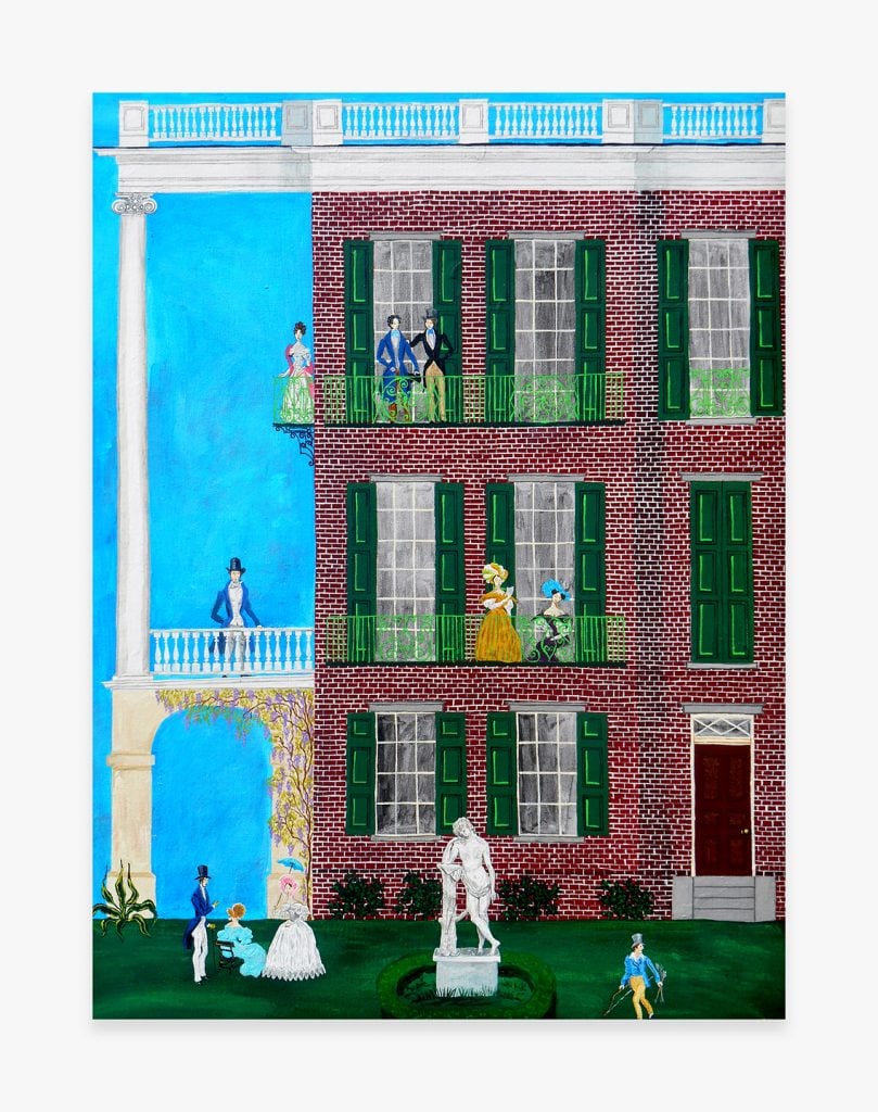 Andrew LaMar Hopkins, <i>Greek Revival House Party</i> (2018). Courtesy of the artist and South Etna Montauk.