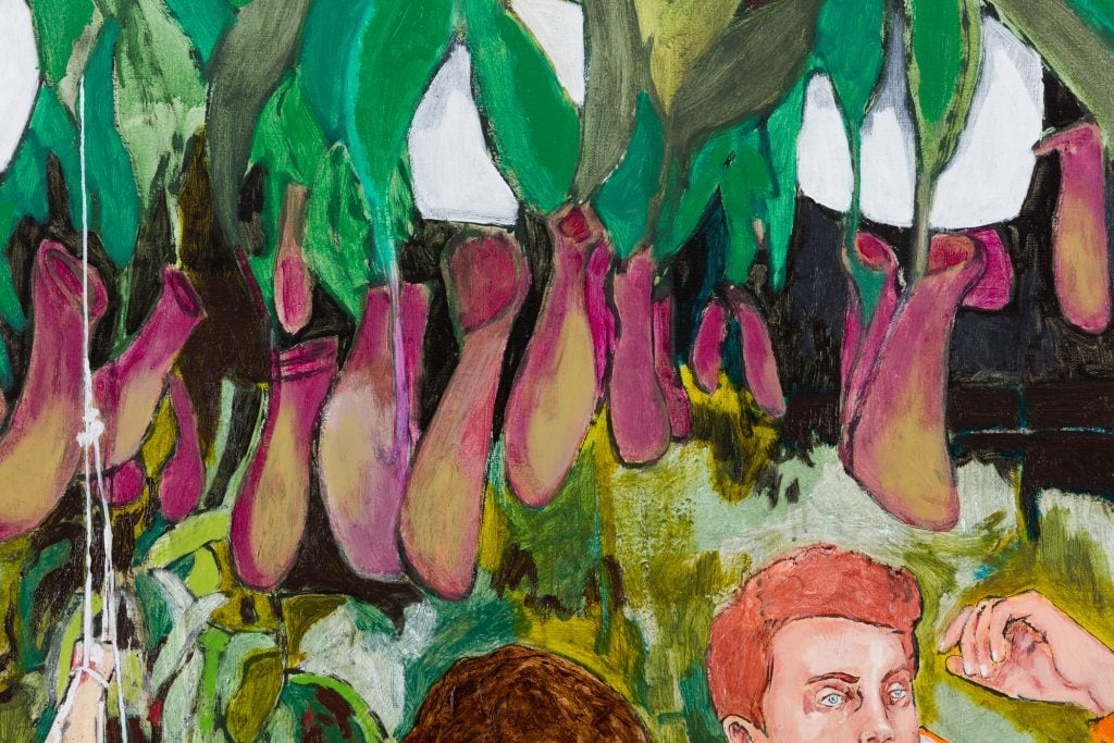 Hernan Bas, <i>Feeding time at the Little Shop of Horrors,</i> [detail] (2020). Courtesy of the artist and Jessica Silverman, San Francisco.
