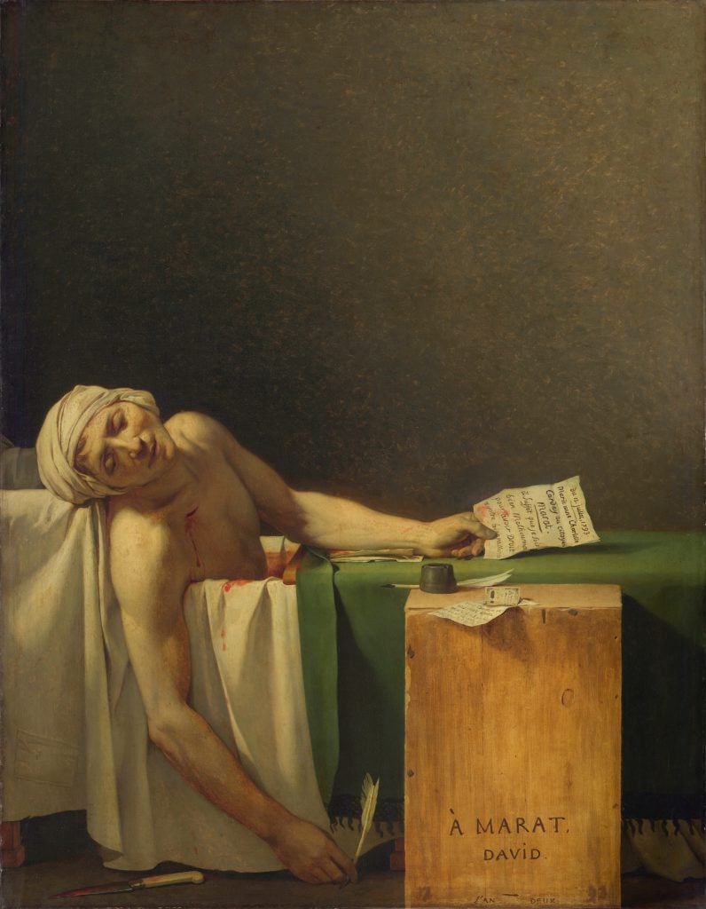 ‎Jacques-Louis David, Death of Marat (1793). Collection of Royal Museums of Fine Arts of Belgium.