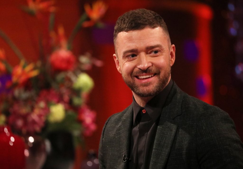 Justin Timberlake during the filming for the Graham Norton Show. (Photo by Isabel Infantes/PA Images via Getty Images)
