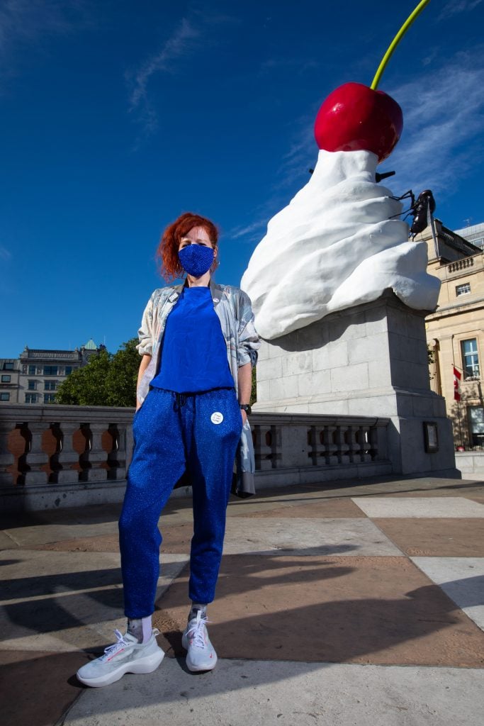 Heather Phillipson's THE END sculpture for the Fourth Plinth is unveiled in London. Photo by David Parry/ PA Wire.