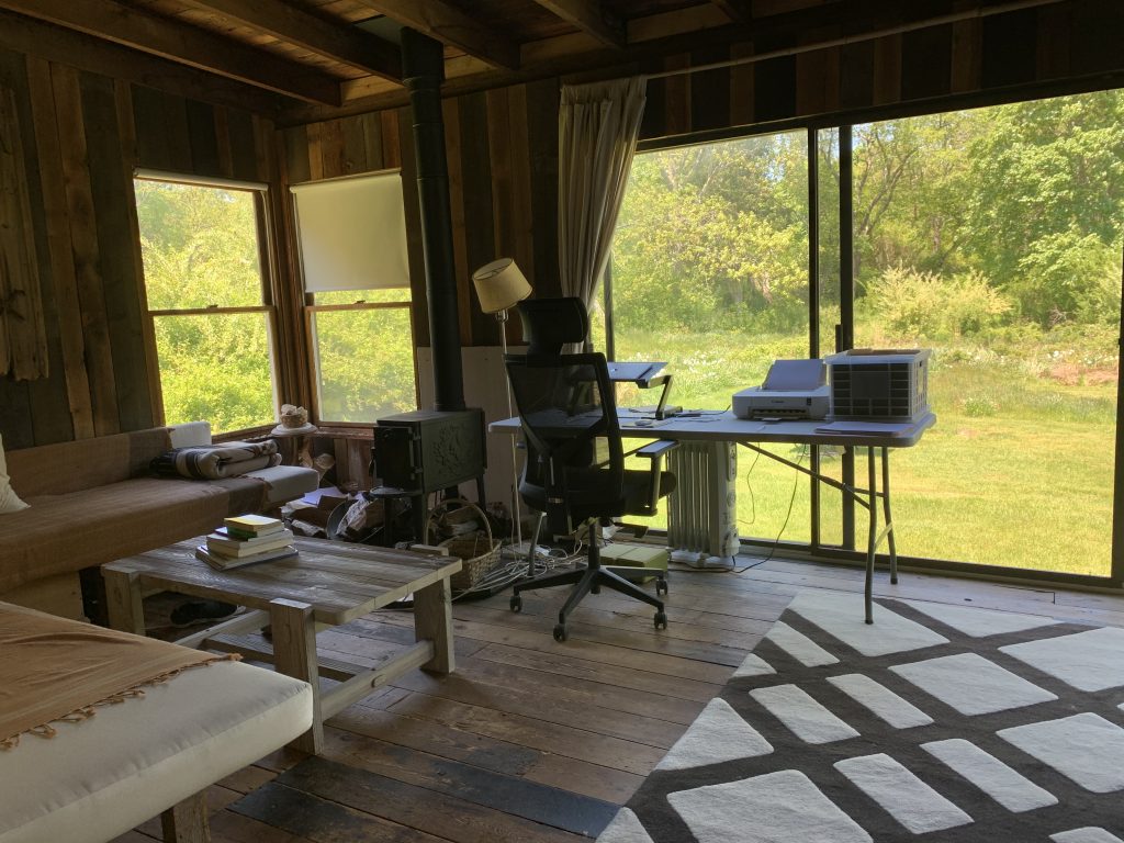 Kate Fowle's work-from-home office is in a barn. Photo by Kate Fowle. 