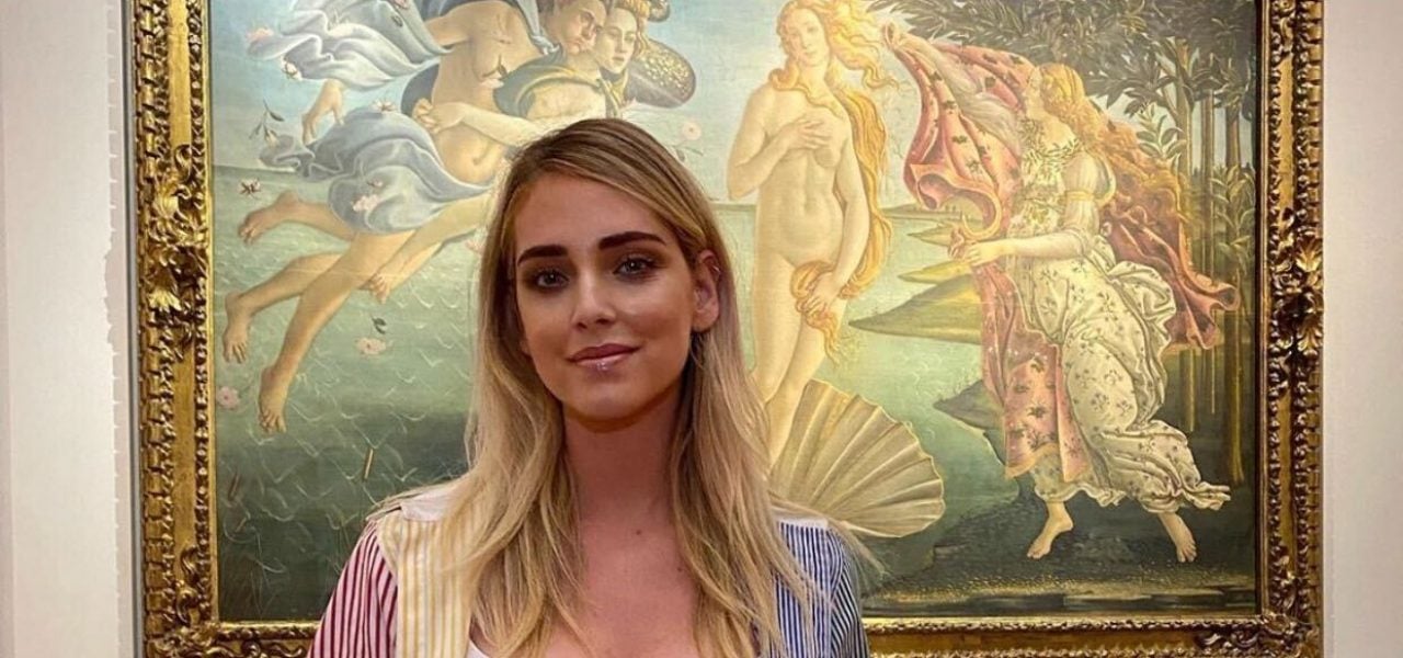 Influencer Chiara Ferragni visiting the Uffizi Galleries. Courtesy Uffizi Instagram.