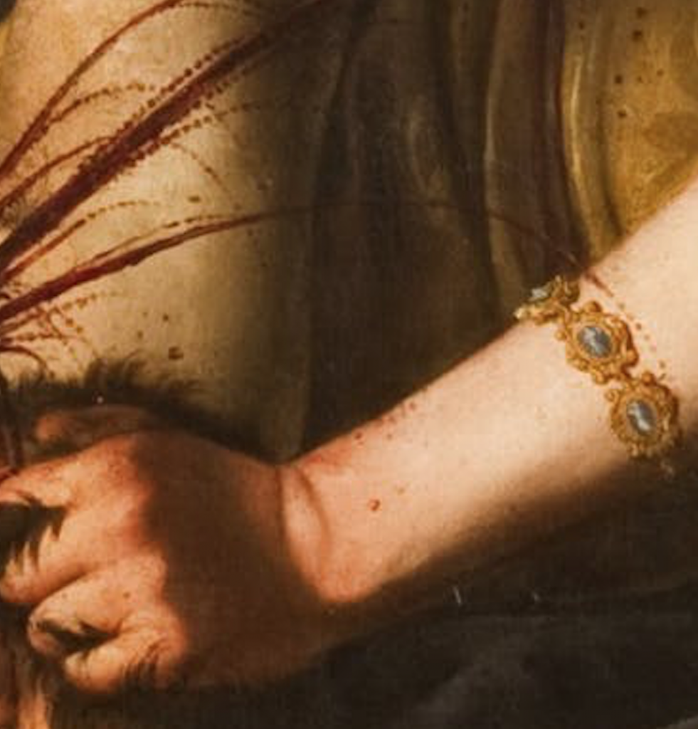 Bracelet (detail), Artemisia Gentileschi, Judith Beheading Holofernes (1620-21).