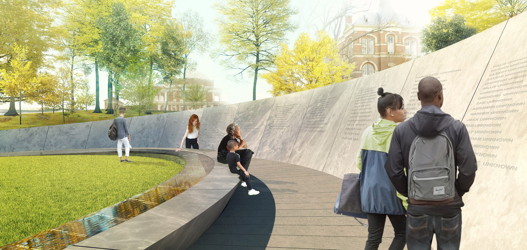 Rendering of UVA's Memorial to Enslaved Laborers. Image courtesy Höweler + Yoon Architecture LLP.