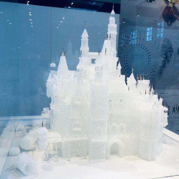 This $64,000 glass Disney castle by the Arribas Brothers was damaged by two children playing. Photo courtesy of the Shanghai Museum of Glass.