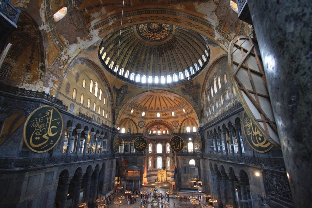 The interior of the Hagia Sofia. Photo by Sudharsan Narayanan, via Flickr.
