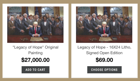 Two of the price points available for Jon McNaughton's <em>Legacy of Hope</em>.