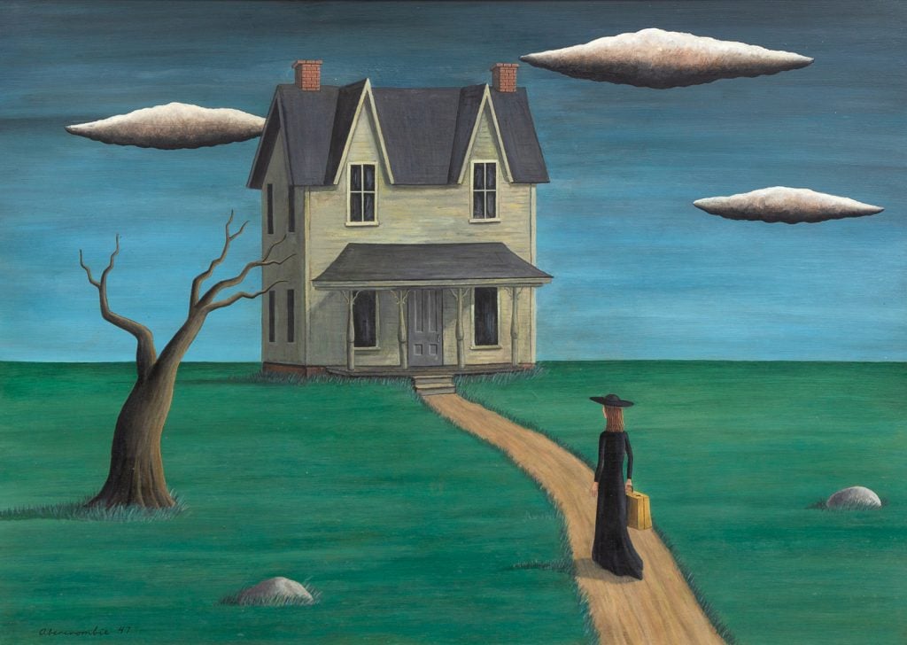 Gertrude Abercrombie, Coming Home (1947). The painting is now thought to be a forgery by DB Henkel. Photo courtesy of Leslie Hindman Auctioneers.