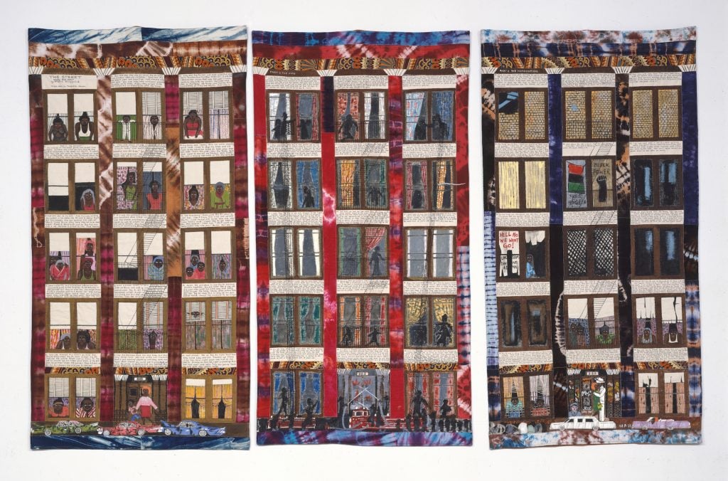 Faith Ringgold, <em>Street Story Quilt</em> (1985). Photo courtesy of the Metropolitan Museum of Art, Arthur Hoppock Hearn Fund and funds from various donors 1990.