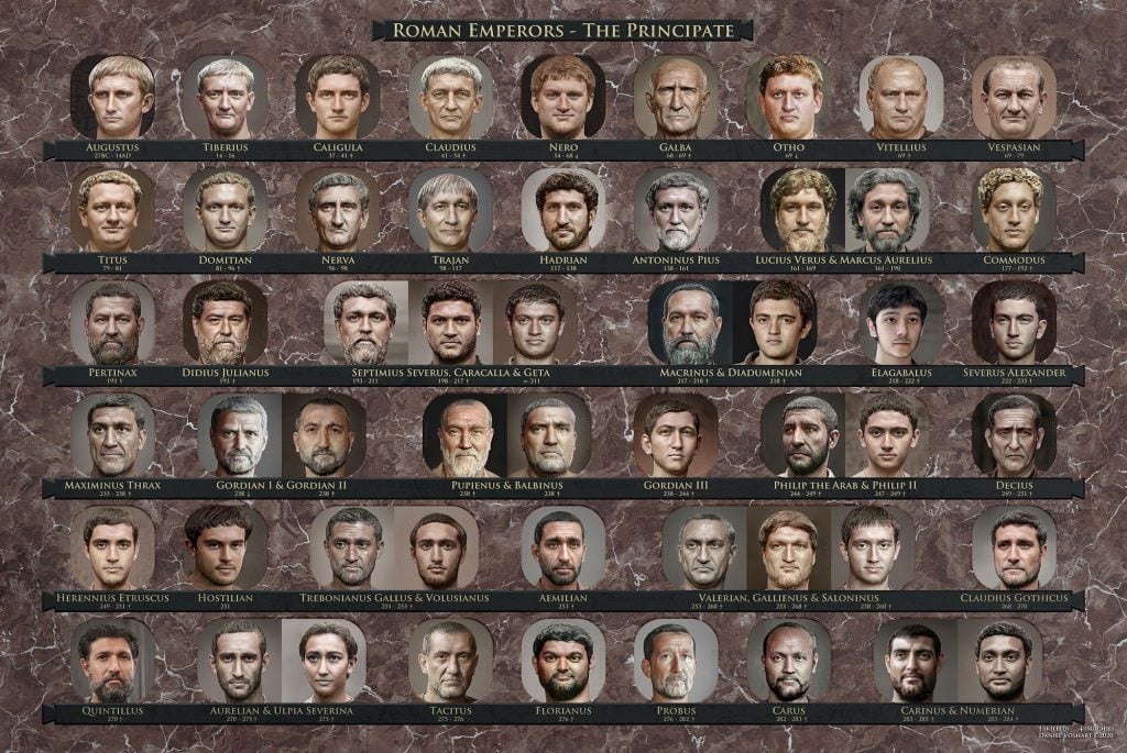 Roman emperors of the Principate. Coutesy of Daniel Voshart.