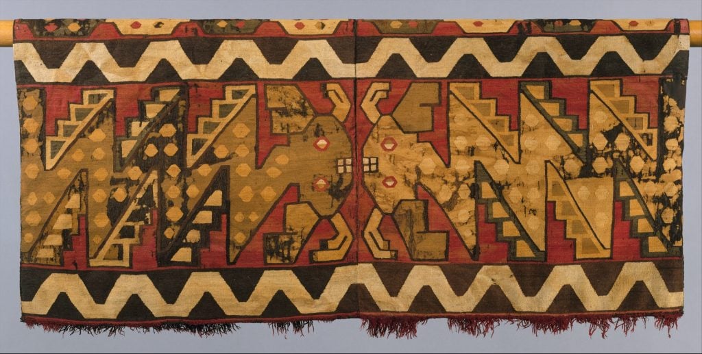 Tunic with Confronting Catfish, Nasca-Wari (800–850 AD). Photo courtesy of the Metropolitan Museum of Art, gift of George D. Pratt, 1929.