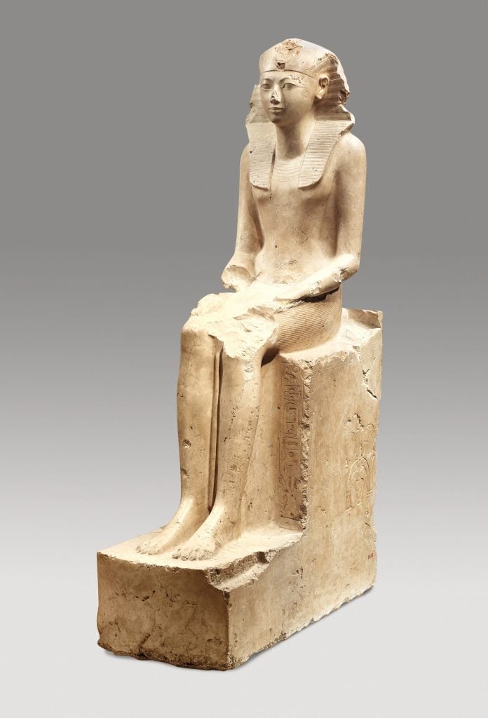 <em>Seated Statue of Hatshepsut</em> (1479–1458 BC), Egyptian. Photo courtesy of the Metropolitan Museum of Art, Rogers Fund, 1929.