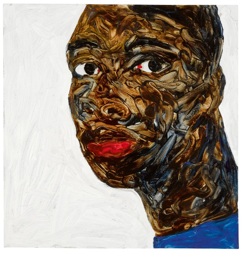 Amoako Boafo, <em>Untitled (Portrait of a Young Man)</em> (2018). Photo courtesy Sotheby's.