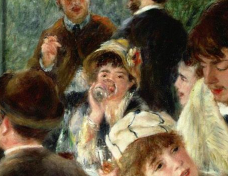 Detail of Renoir's <em>Luncheon of the Boating Party</em>, depicting Ellen Andrée. 