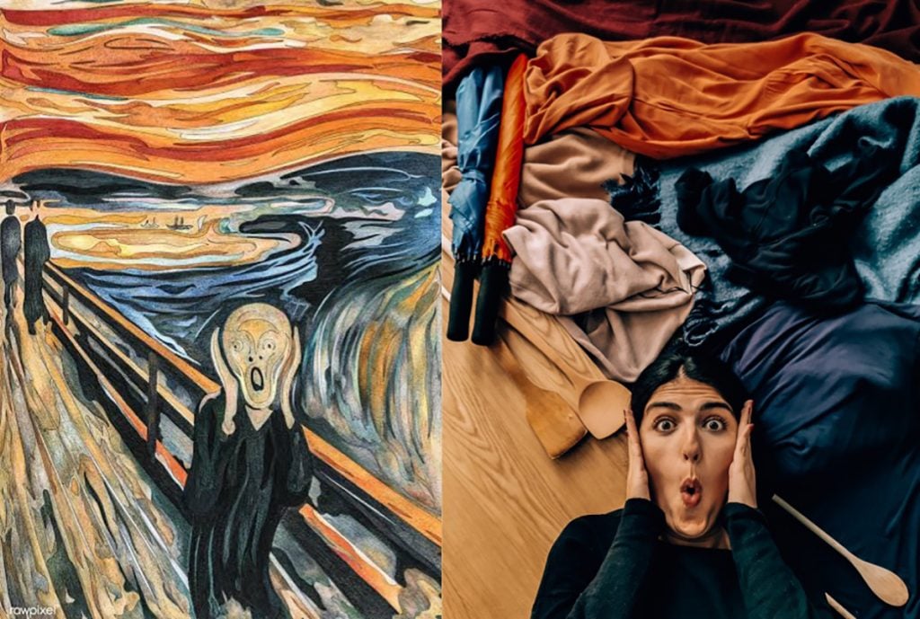 Edvard Munch, The Scream (1893). Re-creation: @wanderwithnada.