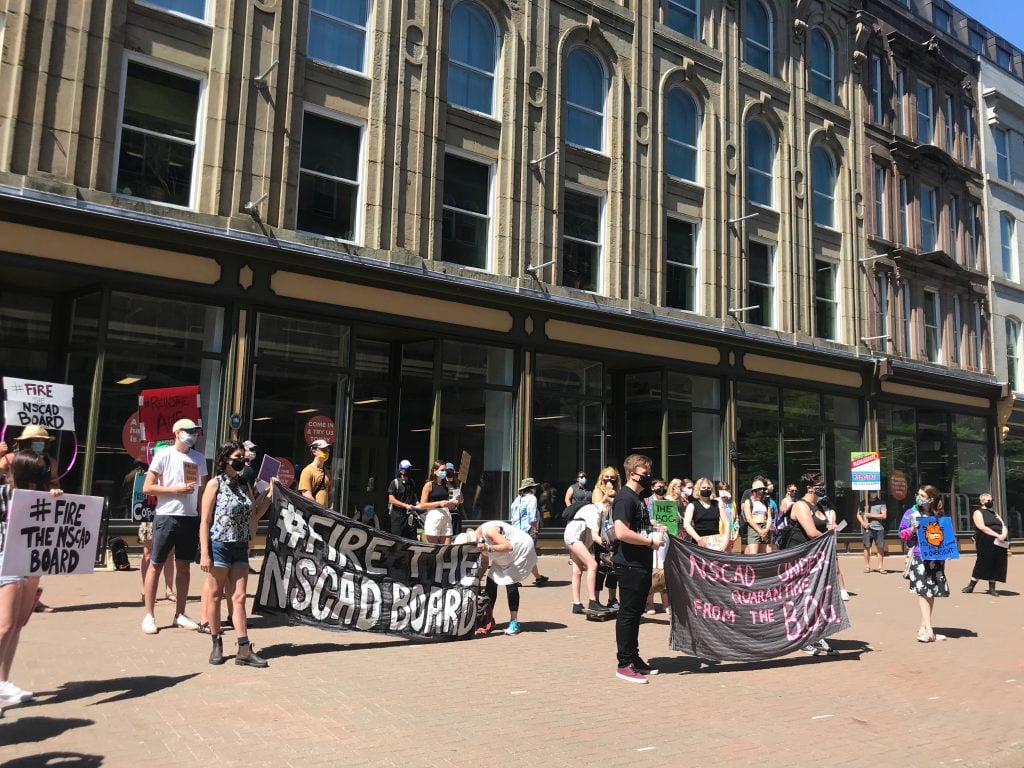 NSCAD protestors on August 13, 2020. Courtesy of Eryn Foster.