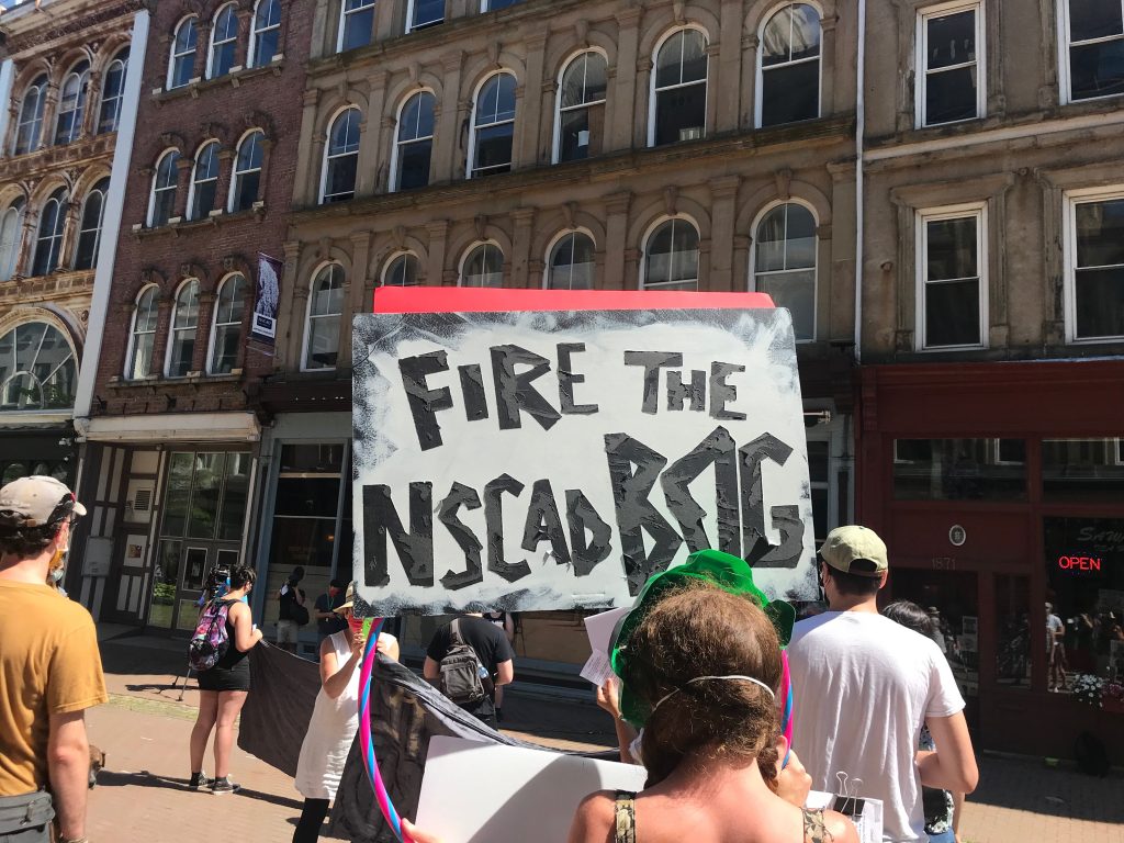 NSCAD protestors on August 13, 2020. Courtesy of Eryn Foster.