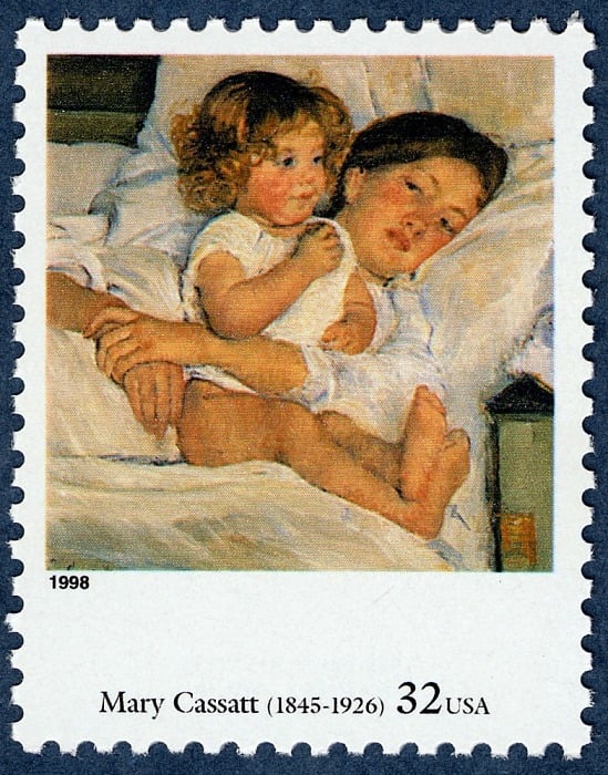 Mary Cassatt, <i>Breakfast in Bed</i>. ©United States Postal Service