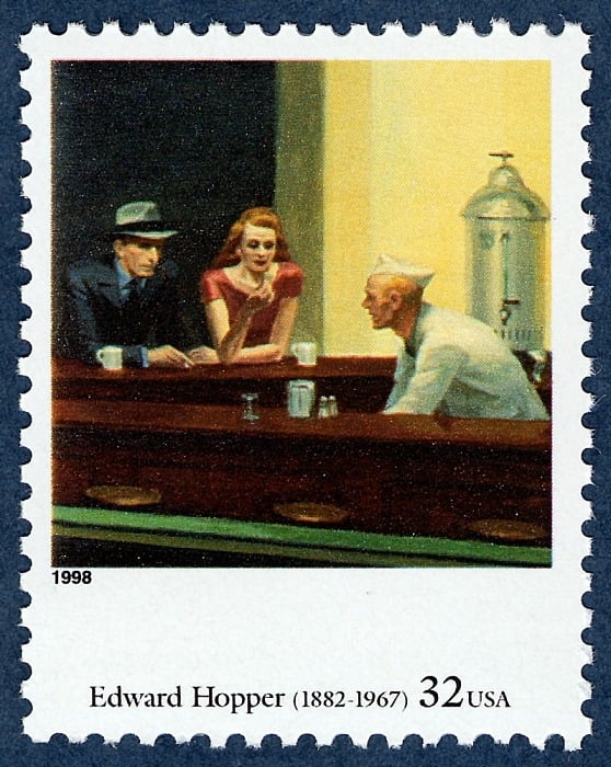 Edward Hopper "Nighthawk Stamp." Copyright United States Postal Service. 