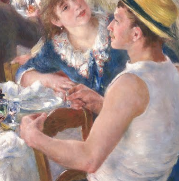 Detail of Renoir's The Luncheon of the Boating Party, showing the solid modeling of a man's arm.