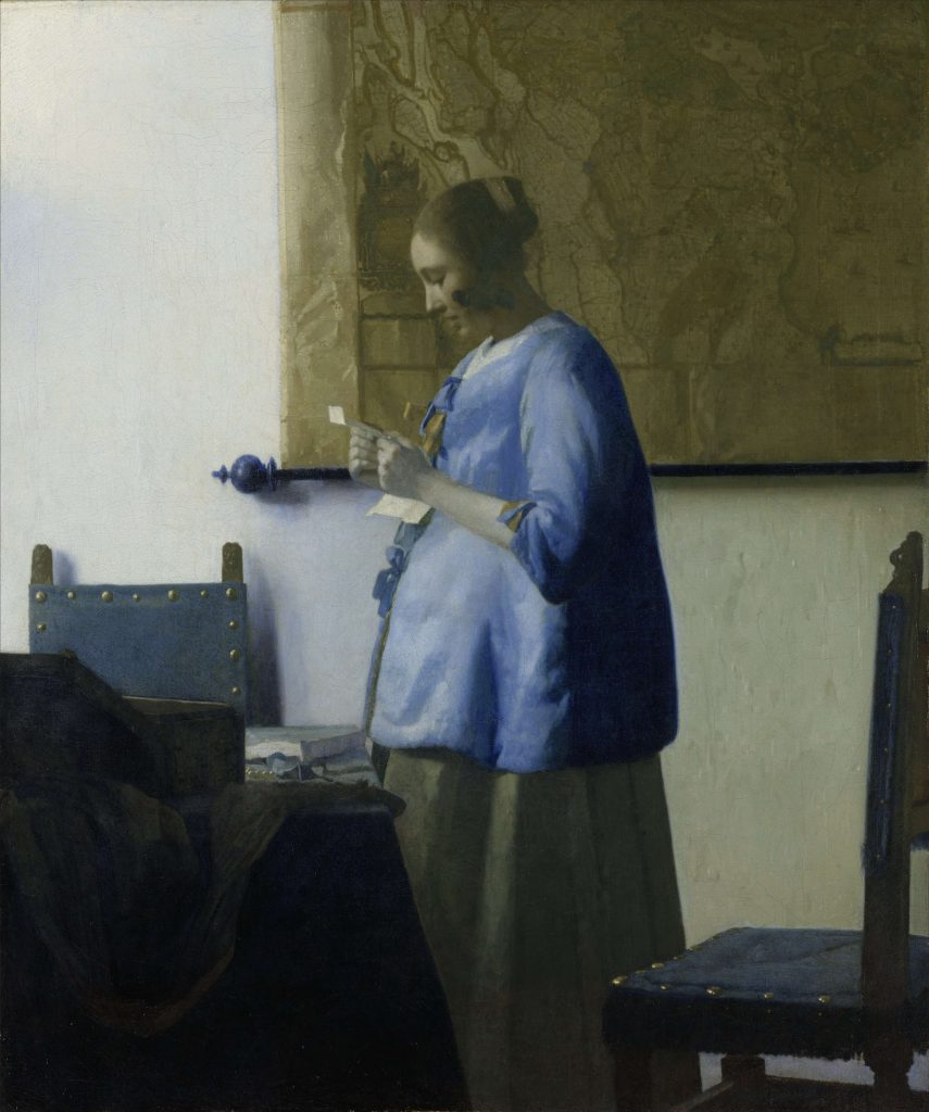 Johannes Vermeer, Woman Reading a Letter (1663). Collection of Rijksmuseum Amsterdam.