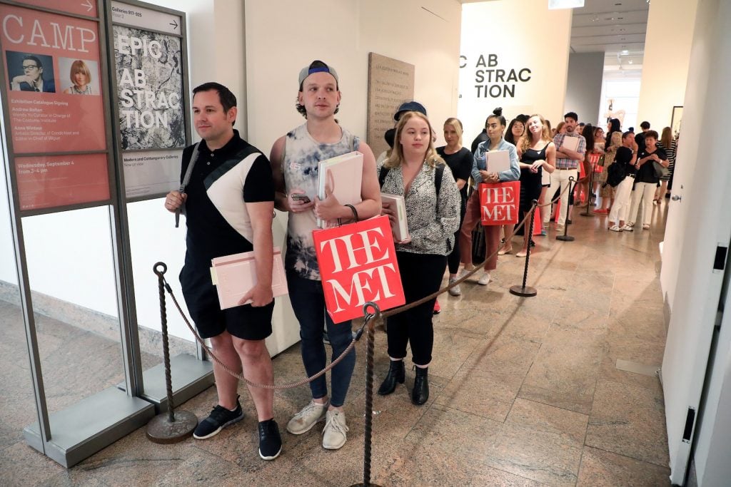 Fans wait in line for at Metropolitan Museum of Art on September 04, 2019 in New York City. (Photo by Taylor Hill/Getty Images)