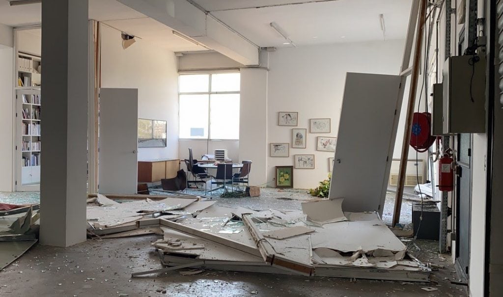 Sfeir-Semler Gallery in the aftermath of the explosion in Beirut. Image courtesy Sfeir-Semler.