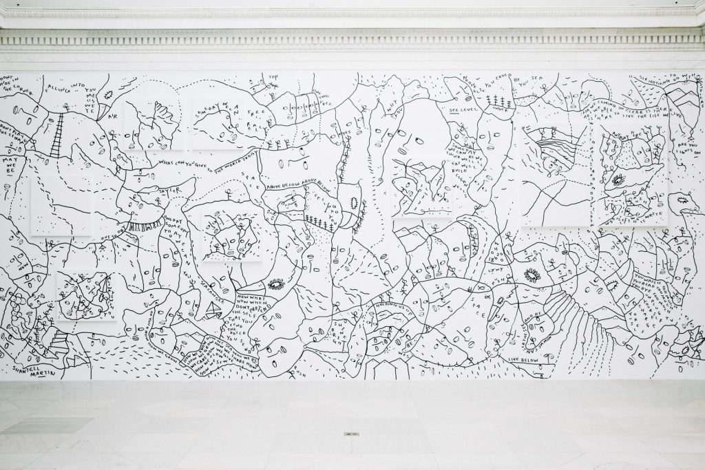 Shantell Martin's site-specific mural for the 2017 exhibition "Shantell Martin: Someday We Can." Photo courtesy of the Albright-Knox Art Gallery, Buffalo.