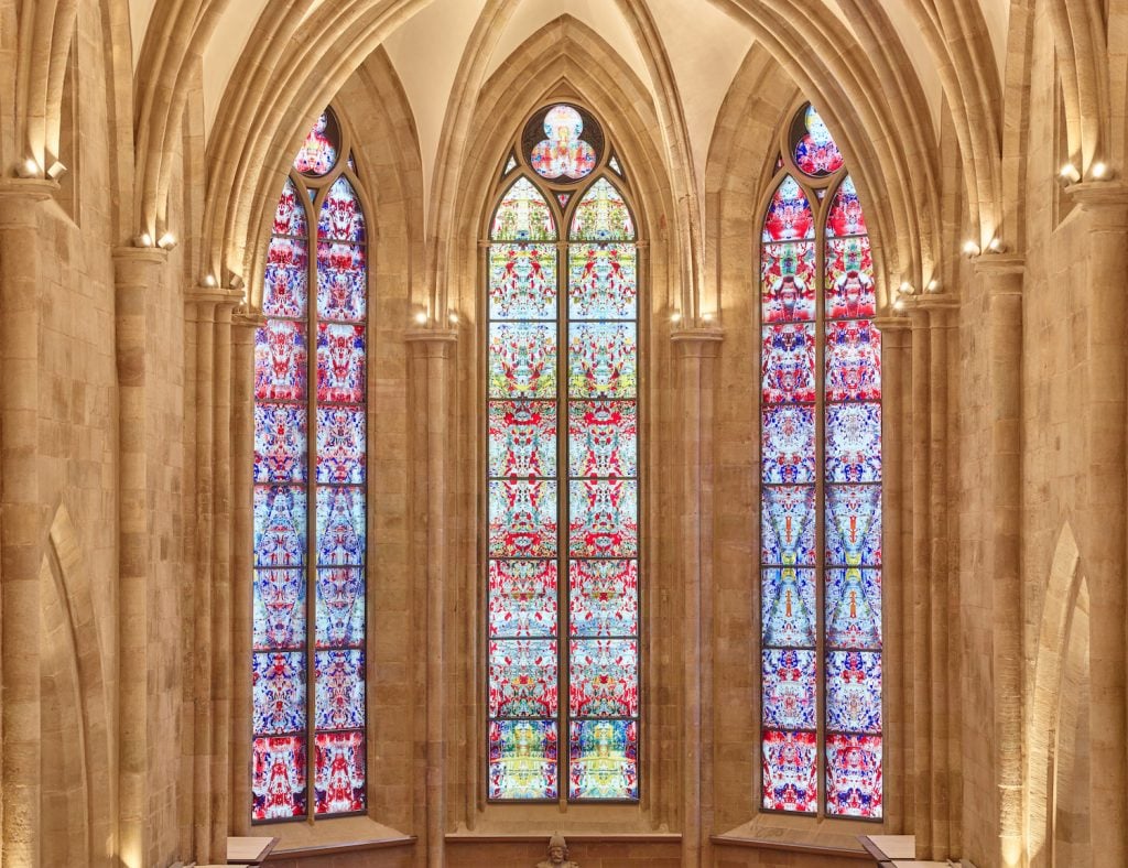 Gerhard Richter's new stained glass windows were unveiled in Tholey Abbey. Courtesy Tholey Abbey.