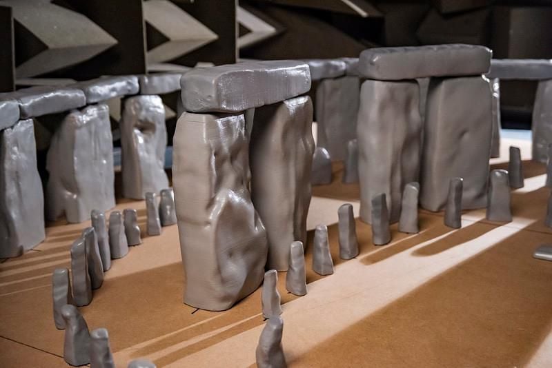 A scale model of Stonehenge in a sound chamber at the University of Salford, Manchester. Photo courtesy of the Acoustics Research Centre/University of Salford, Manchester. Photo by Andrew Brooks, courtesy of the Acoustics Research Centre/University of Salford, Manchester.