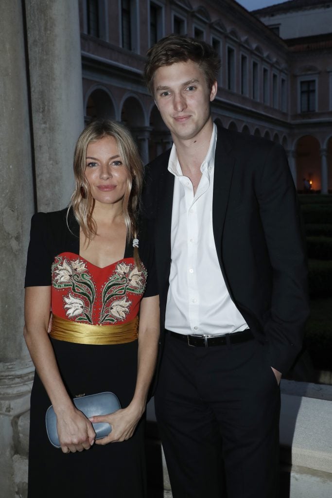 Sienna Miller and Lucas Zwirner attend a gala dinner at the 58th Venice Biennale on May 8, 2019 in Venice, Italy. (Photo by Bertrand Rindoff Petroff/Getty Images)