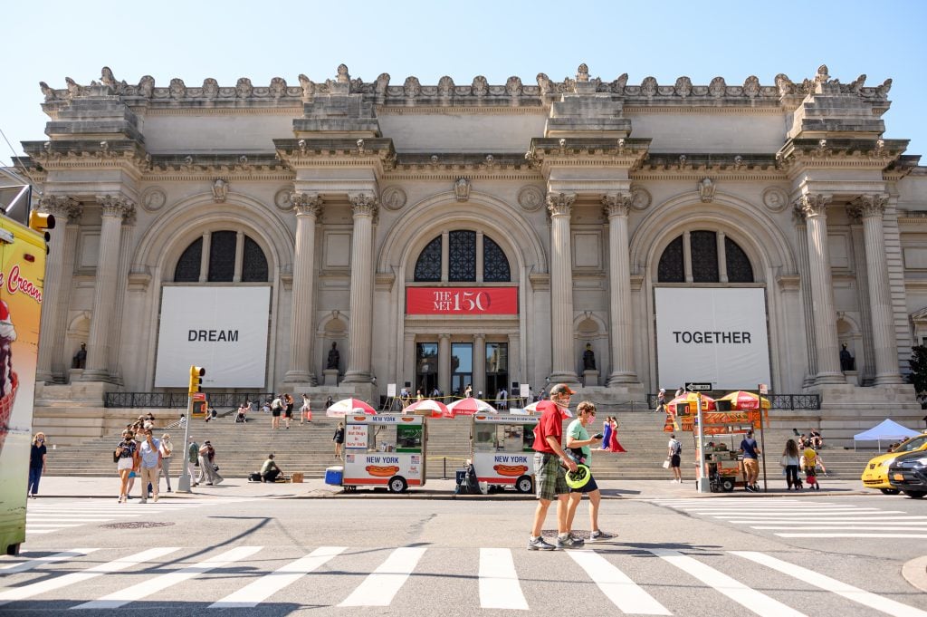 People outside the Metropolitan Museum of Art as the city continues Phase 4. (Photo by Noam Galai/Getty Images)