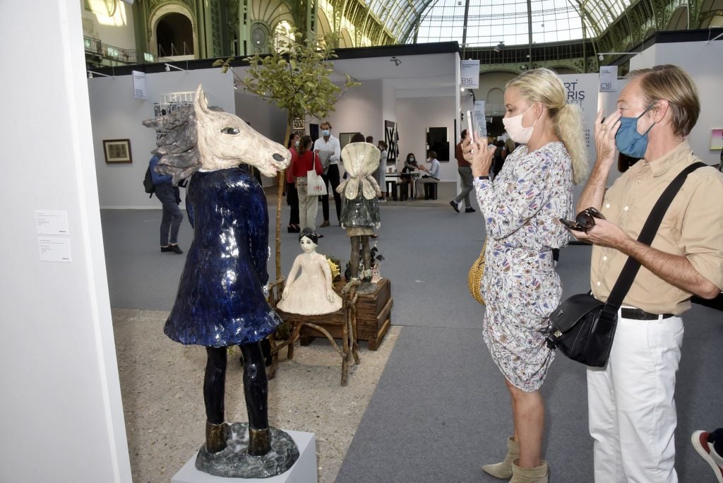 A general view of the atmosphere during 2020 Art Paris Art Fair: Preview at Grand Palais on September 9, in Paris, France. Photo by Foc Kan/WireImage.