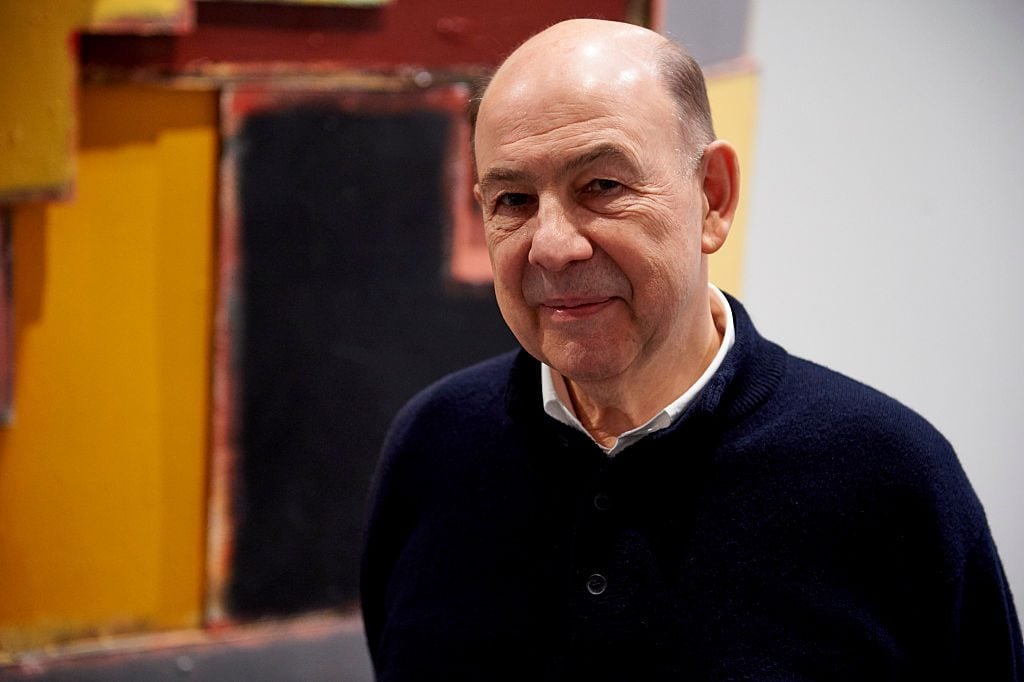 British art dealer, collector, and curator Anthony d'Offay with a work by Phyllida Barlow at Tate Modern. Photo: NIKLAS HALLE'N/AFP/Getty Images.