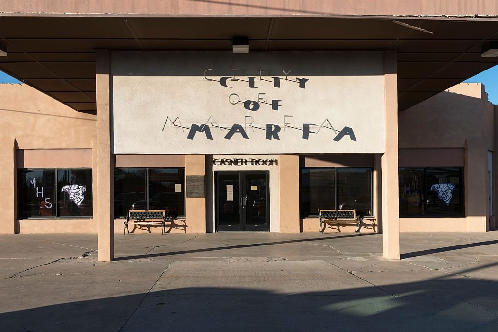 City Hall in Marfa, Texas, which has been hit especially hard by shutdowns across the US. Photo by Carol M. Highsmith/Buyenlarge/Getty Images.