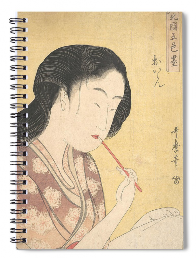 Notebook with High Ranking Courtesan by Kitagawa Utamaro. Courtesy of Fine Art America.