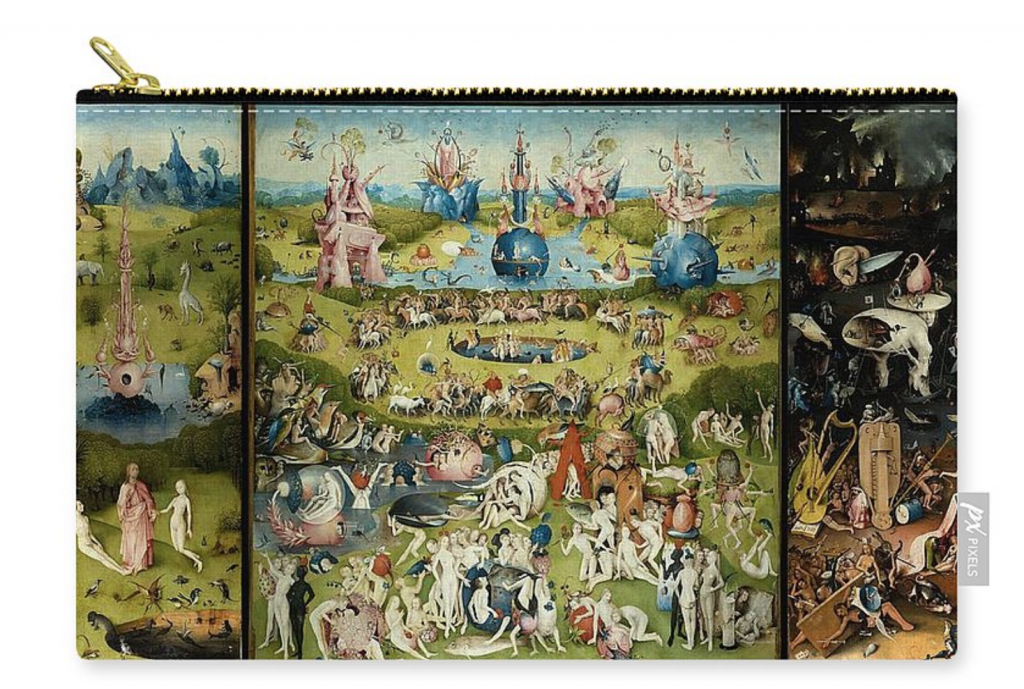 Zipper pouch with The Garden of Earthly Delights by Hieronymus Bosch.