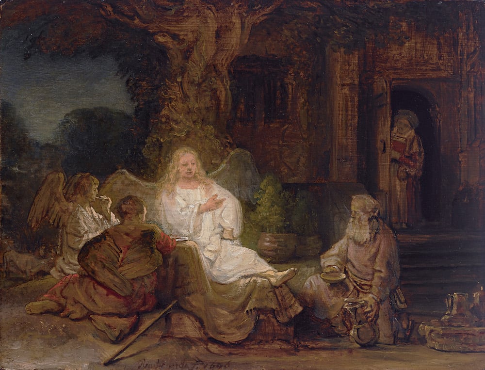 Rembrandt van Rijn, Abraham and the Angels (1646). Image courtesy of Sotheby's.