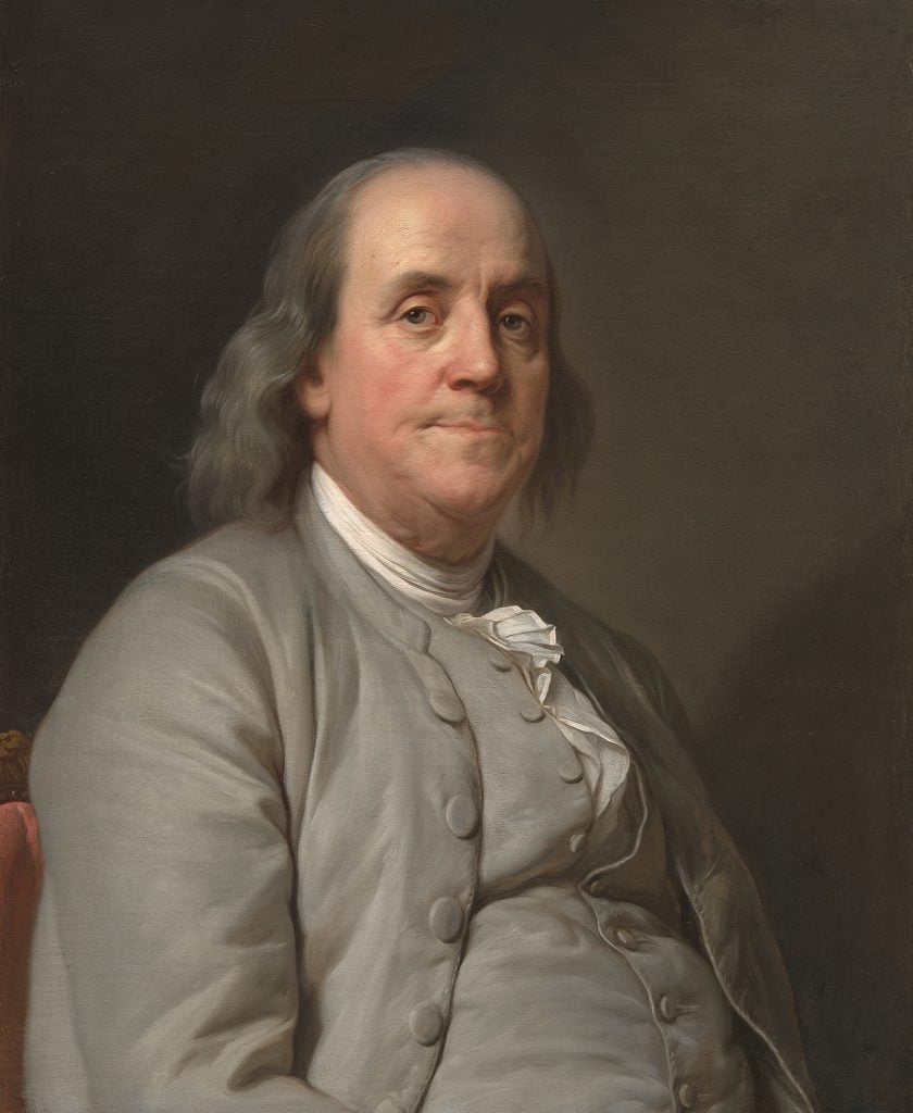 Joseph Siffred Duplessis, <em>Benjamin Franklin</em>. Courtesy of the National Portrait Gallery, Smithsonian Institution; gift of the Morris and Gwendolyn Cafritz Foundation.