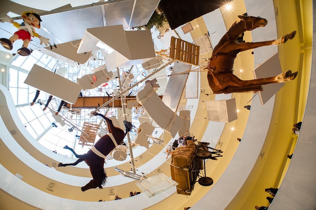 "Maurizio Cattelan: All" at the Guggenheim Museum. Photo via Flickr Creative Commons. 
