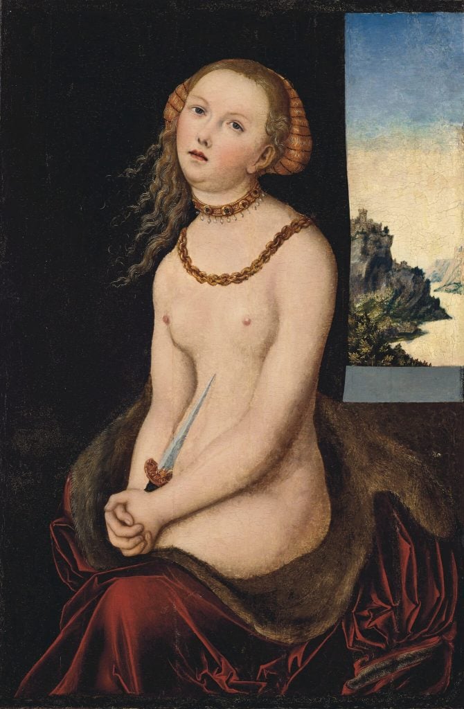 Lucas Cranach the Elder's Lucretia, which the Brooklyn Museum is selling, is estimate at around $1.8 million.