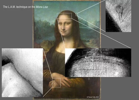 Scans of Leonardo da Vinci's Mona Lisa reveal hidden secrets including a hairpin. Photo courtesy of Pascal Cotte.