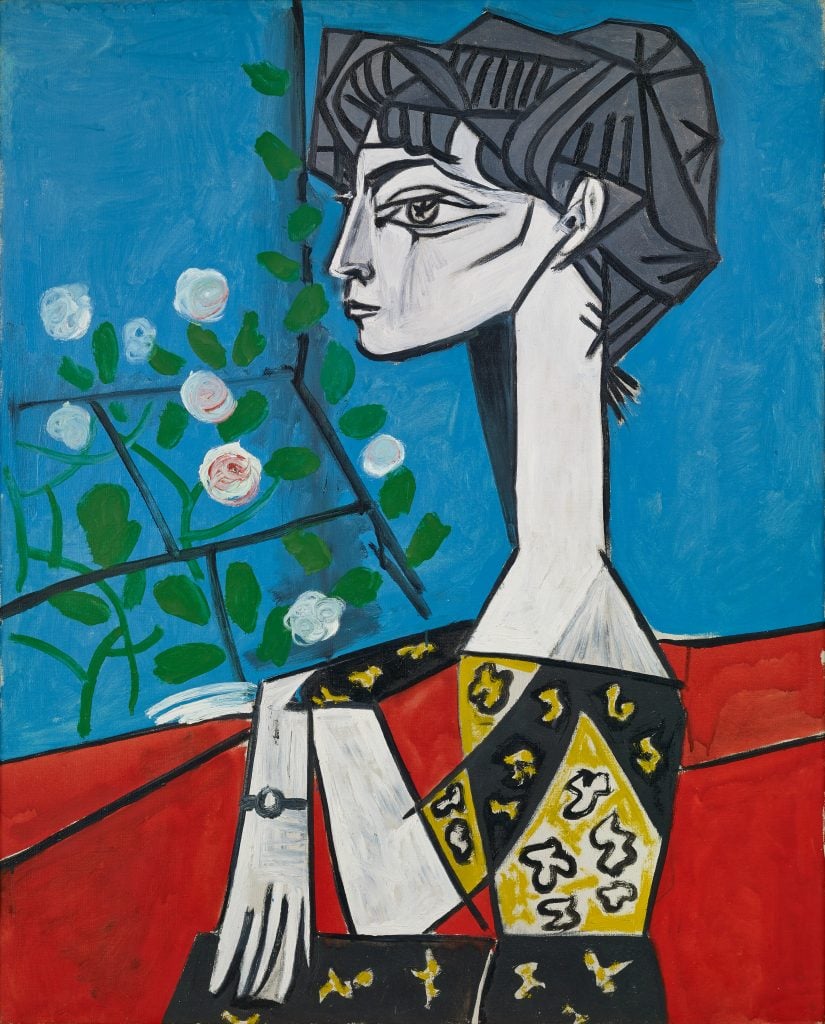 Pablo Picasso, <em>Madame Z (Jacqueline with Flowers)</em>, 1954. Photo by Claude Germain, courtesy of the collection of Catherine Hutin, ©Succession Picasso/VG Bild-Kunst, Bonn 2019. 