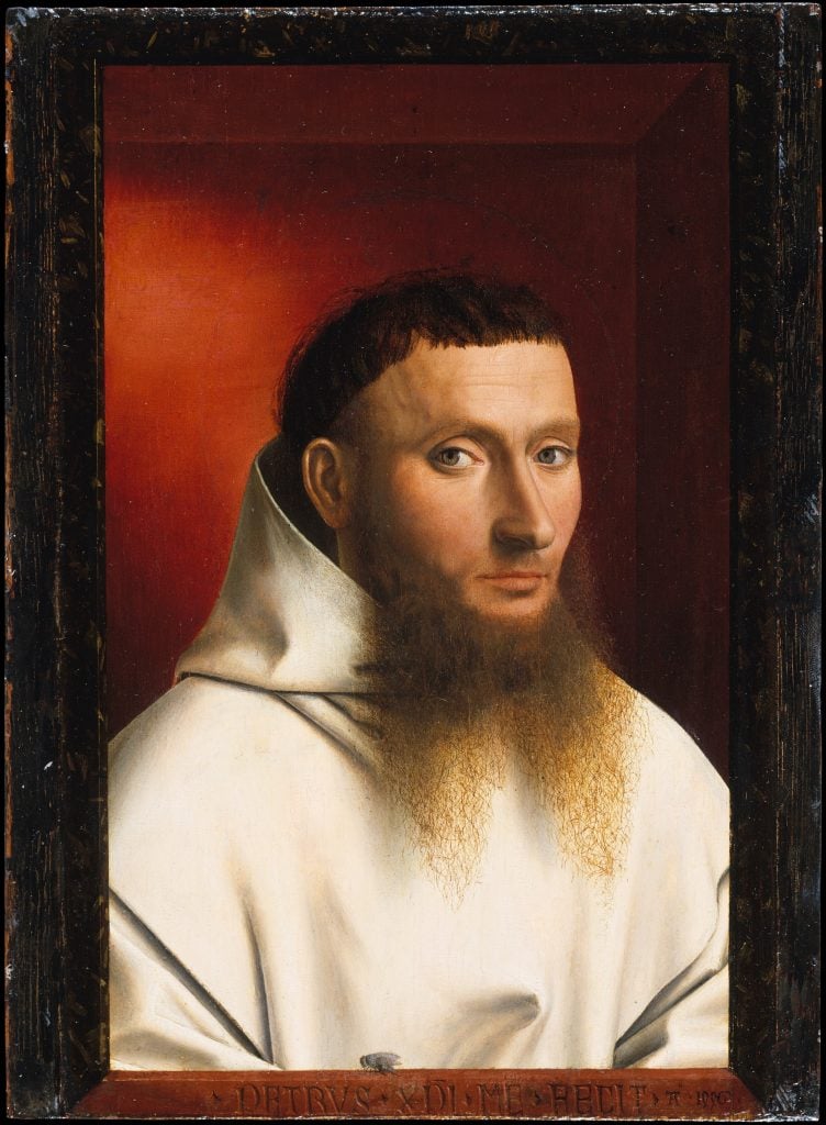 Petrus Christus, Portrait of a Carthusian (1446). Collection of the Metropolitan Museum of Art.