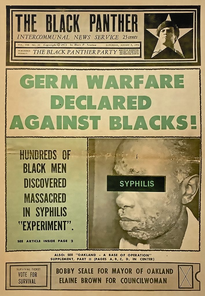 Emory Douglas, <em>Germ Warfare Declared Against Blacks</em> (1972). Photo by Storage, courtesy of the artist.