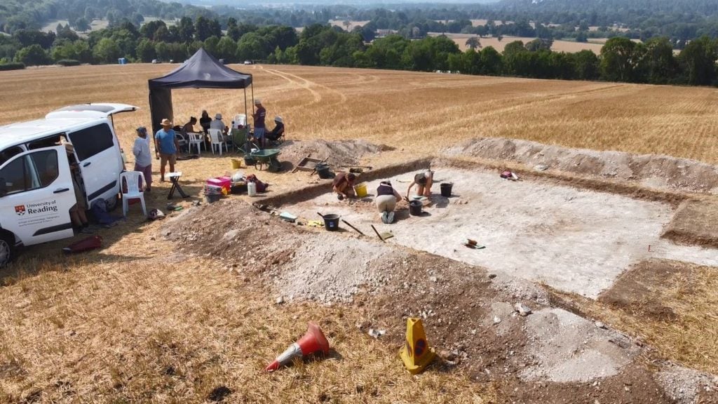 Excavations at the Marlow Warlord burial. Photo courtesy of the University of Reading. 