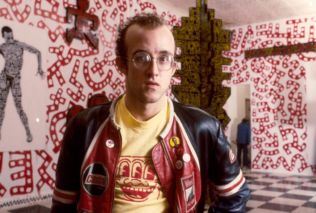 Painter Keith Haring in his studio in New York City. (Photo by Paulo Fridman/Corbis via Getty Images)
